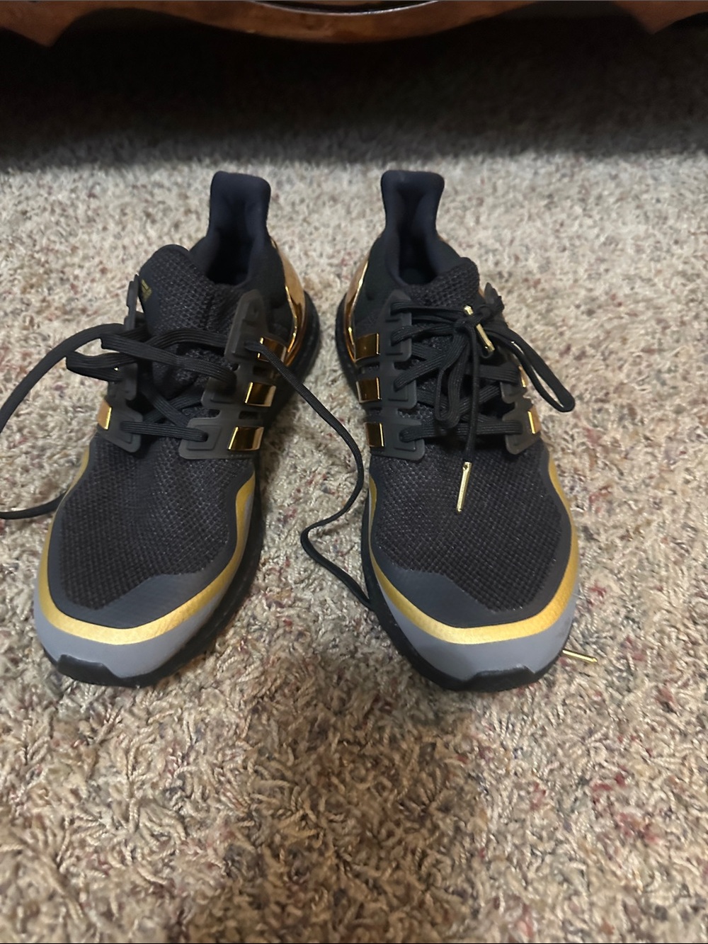 adidas youth Black and Gold Athletic Running Shoes